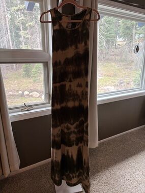 Go Couture Black, tan and Cream Tie-Dye Maxi Dress